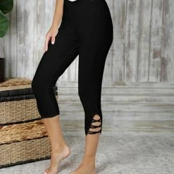 New 👍 Bon Apple Tea Black Cutout Capri Leggings - 👩 Women & Plus 😉