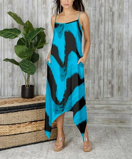 Coupon π₯° Bon Apple Tea Blue & Black Swirl Handkerchief-Hem Maxi π Dress - π© Women π 1 Coupon π₯° Bon Apple Tea Blue & Black Swirl Handkerchief-Hem Maxi π Dress - π© Women π