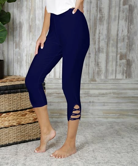 Flash Sale π Bon Apple Tea Navy Blue Cutout Capri Leggings - π© Women π₯° 1 Flash Sale π Bon Apple Tea Navy Blue Cutout Capri Leggings - π© Women π₯°