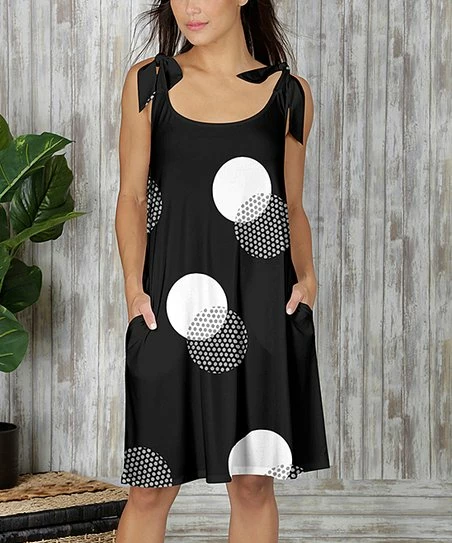 New π Bon Apple Tea Black & White Polka Dot Tie-Strap Pocket Shift π Dress - Plus β 1 New π Bon Apple Tea Black & White Polka Dot Tie-Strap Pocket Shift π Dress - Plus β