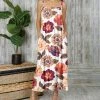 Brand new ✔️ Bon Apple Tea White & Burgundy Floral Square-Neck Cami-Strap Pocket Maxi 👗 Dress - 👩 Women & Plus 🛒