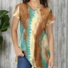 Best deal ⌛ Bon Apple Tea Beige & Turquoise Abstract V-Neck Tunic - Plus 👏