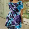 Best deal 🔥 Bon Apple Tea Purple & Blue Tie-Dye Pocket Handkerchief Tunic - 👩 Women & Plus 🔔