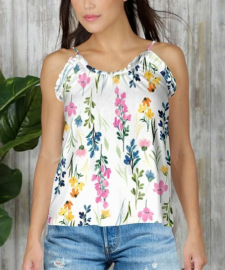 Flash Sale 𧨠Bon Apple Tea White & Pink Blooms Ruffle-Trim Camisole - π© Women & Plus π₯° 1 Flash Sale 𧨠Bon Apple Tea White & Pink Blooms Ruffle-Trim Camisole - π© Women & Plus π₯°