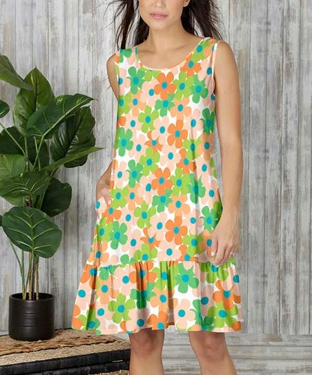 Hot Sale βοΈ Bon Apple Tea White & Orange Floral Ruffle-Hem Sleeveless A-Line π Dress - π© Women & Plus π€© 1 Hot Sale βοΈ Bon Apple Tea White & Orange Floral Ruffle-Hem Sleeveless A-Line π Dress - π© Women & Plus π€©