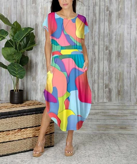 Deals β Bon Apple Tea Fuchsia & Blue Abstract Pocket Asymmetrical Midi π Dress - π© Women & Plus π 1 Deals β Bon Apple Tea Fuchsia & Blue Abstract Pocket Asymmetrical Midi π Dress - π© Women & Plus π