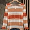Wholesale ⭐ Bon Apple Tea Peach & Orange Stripe Long-Sleeve V-Neck Tunic - 👩 Women & Plus 🔥