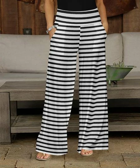 Hot Sale π₯ Bon Apple Tea White & Black Stripe Pocket Wide-Leg Pants - π© Women & Plus π 1 Hot Sale π₯ Bon Apple Tea White & Black Stripe Pocket Wide-Leg Pants - π© Women & Plus π