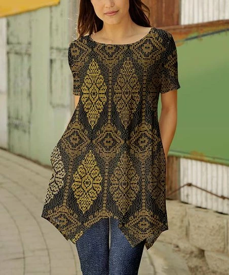 Discount β€οΈ Bon Apple Tea Yellow & Black Arabesque Handkerchief Tunic - π© Women & Plus π 1 Discount β€οΈ Bon Apple Tea Yellow & Black Arabesque Handkerchief Tunic - π© Women & Plus π