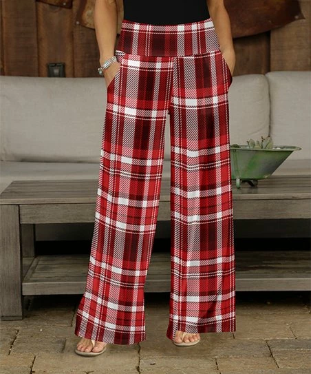 Coupon π Bon Apple Tea Red & White Plaid Pocket Wide-Leg Palazzo Pants - π© Women π 1 Coupon π Bon Apple Tea Red & White Plaid Pocket Wide-Leg Palazzo Pants - π© Women π