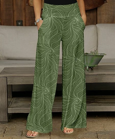 Brand new π Bon Apple Tea Green & Gray Abstract Swirl Pocket Wide-Leg Pants - π© Women & Plus π 1 Brand new π Bon Apple Tea Green & Gray Abstract Swirl Pocket Wide-Leg Pants - π© Women & Plus π