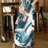 Best Sale ❤️ Bon Apple Tea Turquoise & White Abstract Drawstring Maxi 👗 Skirt - 👩 Women & Plus 🔥