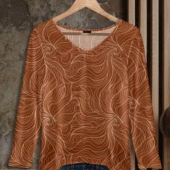 Hot Sale 🥰 Bon Apple Tea Rust & Orange Abstract V-Neck Tunic - Plus 💯
