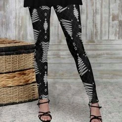 Top 10 👏 Bon Apple Tea Black & White Trees Leggings - 👩 Women 😀