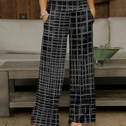 Best Pirce 🔥 Bon Apple Tea Gray & Black Grid Pocket Wide-Leg Pants - 👩 Women 🎉