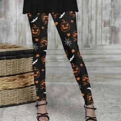 Best reviews of 🔔 Bon Apple Tea Black & Orange Jack-o'-Lantern Leggings - 👩 Women & Plus 🤩