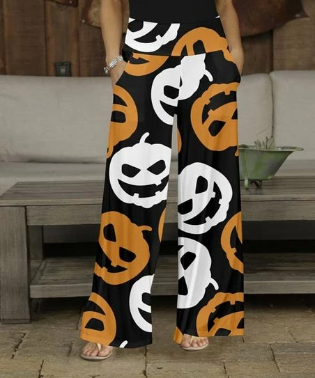 Discount β¨ Bon Apple Tea Black & Orange Jack-o'-Lanterns Pocket Wide-Leg Pants - π© Women π 1 Discount β¨ Bon Apple Tea Black & Orange Jack-o'-Lanterns Pocket Wide-Leg Pants - π© Women π