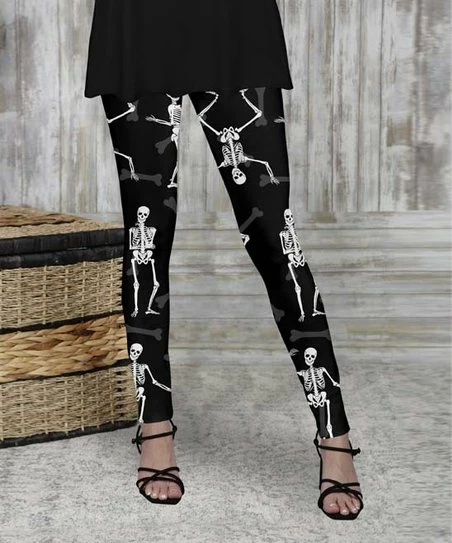 Deals β€οΈ Bon Apple Tea Black & White Skeletons Leggings - π© Women & Plus π₯ 1 Deals β€οΈ Bon Apple Tea Black & White Skeletons Leggings - π© Women & Plus π₯