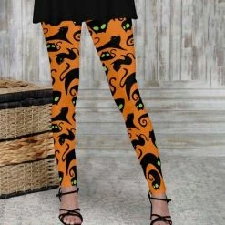 Hot Sale 🌟 Bon Apple Tea Orange & Black Cat Leggings - Plus 🔥
