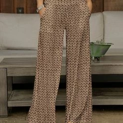 Brand new 🔥 Bon Apple Tea Beige & Brown Leaves Pocket Wide-Leg Pants - Plus 😀