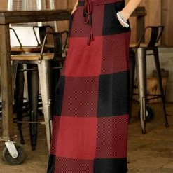 Best reviews of 🛒 Bon Apple Tea Red & Black Buffalo Check Drawstring Maxi 👗 Skirt - 👩 Women & Plus 🌟