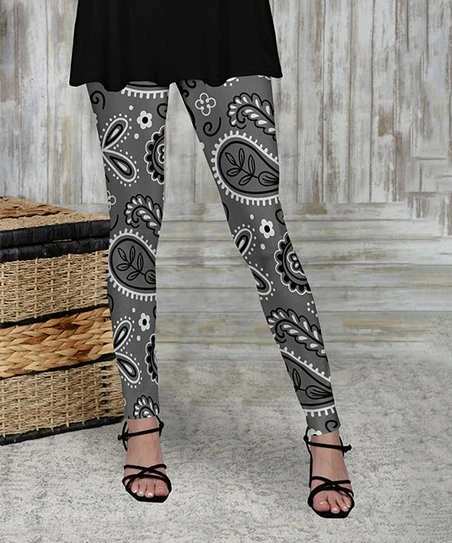 Best Sale π₯° Bon Apple Tea Gray & White Paisley Leggings - π© Women & Plus π₯° 1 Best Sale π₯° Bon Apple Tea Gray & White Paisley Leggings - π© Women & Plus π₯°
