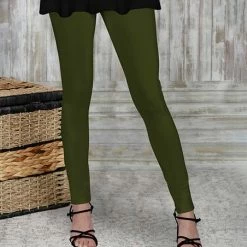 Best Pirce ⭐ Bon Apple Tea Olive Green Leggings - 👩 Women 🛒