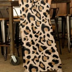 Best Pirce ✨ Bon Apple Tea Beige & Black Leopard Drawstring Maxi 👗 Skirt - Plus 😉