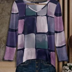Cheap 😍 Bon Apple Tea Purple & Lavender Geometric V-Neck Tunic - Plus 🎉