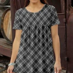 Top 10 🛒 Bon Apple Tea Gray & White Plaid Empire-Waist Top - 👩 Women & Plus ⭐