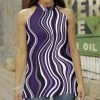 Wholesale 👍 Bon Apple Tea Purple & White Abstract Halter Top - 👩 Women ⌛