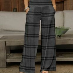 Top 10 🛒 Bon Apple Tea Dark Gray & Black Plaid Wide-Leg Pocket Pants - 👩 Women & Plus 🛒