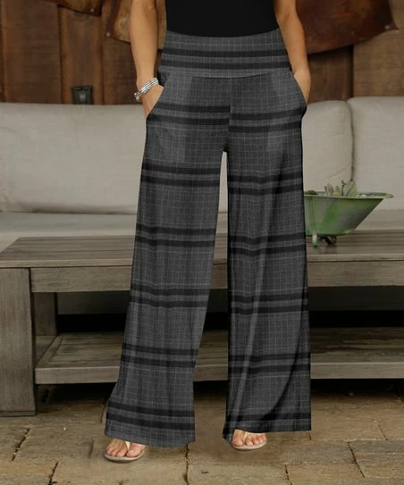 Top 10 π Bon Apple Tea Dark Gray & Black Plaid Wide-Leg Pocket Pants - π© Women & Plus π 1 Top 10 π Bon Apple Tea Dark Gray & Black Plaid Wide-Leg Pocket Pants - π© Women & Plus π