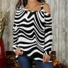 Top 10 🔥 Bon Apple Tea Black & White Zebra One-Shoulder Cutout Tunic - Plus ⌛