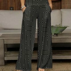 Coupon 😉 Bon Apple Tea Gray & Black Abstract Pocket Palazzo Pants - 👩 Women & Plus 🎉
