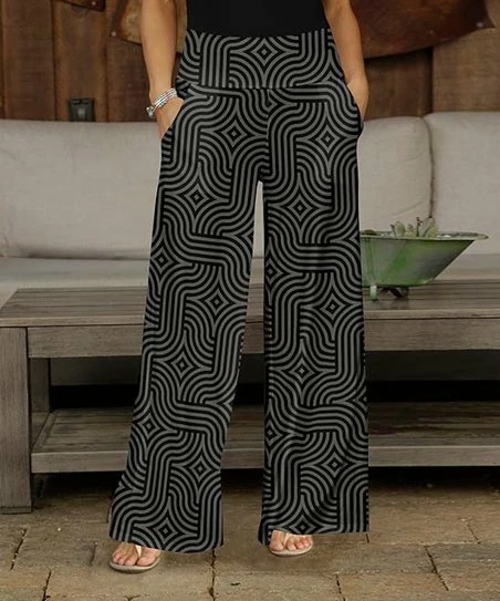 Coupon π Bon Apple Tea Gray & Black Abstract Pocket Palazzo Pants - π© Women & Plus π 1 Coupon π Bon Apple Tea Gray & Black Abstract Pocket Palazzo Pants - π© Women & Plus π