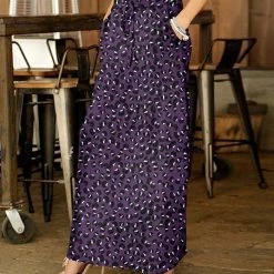 Cheapest 🌟 Bon Apple Tea Purple & Black Abstract Drawstring Pocket Maxi 👗 Skirt - 👩 Women & Plus 👍