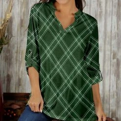 Best deal 🔥 Bon Apple Tea Green & White Plaid Notch Neck Tunic - 👩 Women 🎁