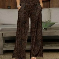 Deals 🤩 Bon Apple Tea Brown & Black Abstract Pocket Palazzo Pants - Plus 🔔