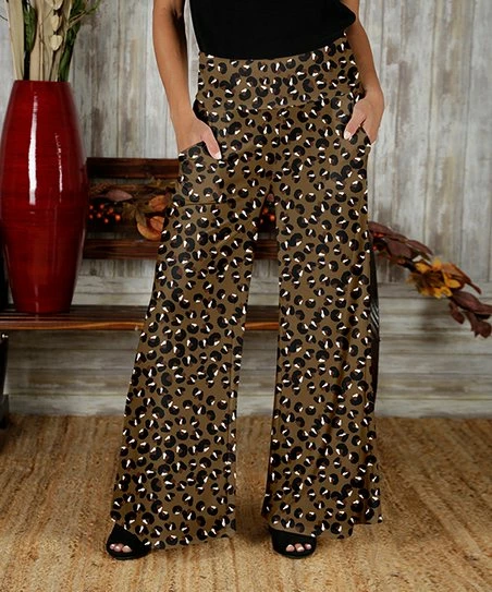 Buy π Bon Apple Tea Brown & Black Leopard Pocket Wide Pants - Plus π 1 Buy π Bon Apple Tea Brown & Black Leopard Pocket Wide Pants - Plus π
