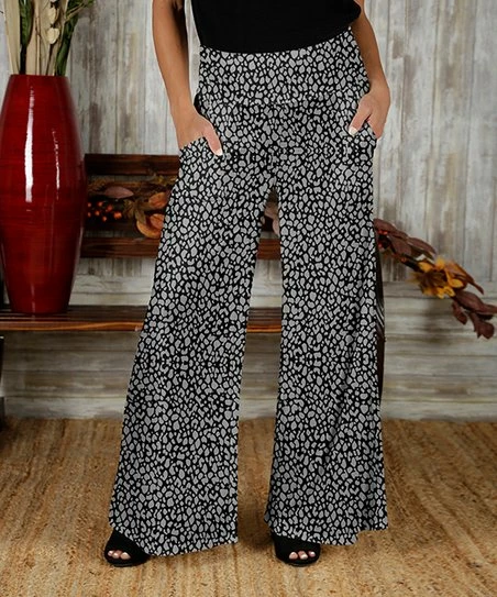 Buy β Bon Apple Tea Black & Gray Abstract Pocket Wide Pants - π© Women & Plus π 1 Buy β Bon Apple Tea Black & Gray Abstract Pocket Wide Pants - π© Women & Plus π