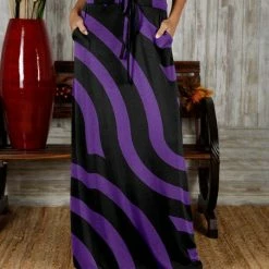 Budget ❤️ Bon Apple Tea Purple & Black Geometric Maxi 👗 Skirt - 👩 Women 👏