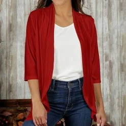 Top 10 😍 Bon Apple Tea Red Ruffle-Accent Open Cardigan - 👩 Women 🔔