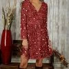 Best Sale 😍 Bon Apple Tea Red & White Dot Swirl Drawstring-Waist Long-Sleeve Surplice 👗 Dress - Plus 🎉