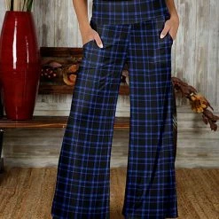 Cheapest 🎉 Bon Apple Tea Blue & Black Plaid Pocket Wide-Leg Pants - Plus ✨
