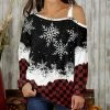 Top 10 😀 Bon Apple Tea Black & Red Snowflake Ombré Cutout-Accent Asymmetrical Tunic - Plus 🎁