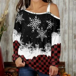 Top 10 😀 Bon Apple Tea Black & Red Snowflake Ombré Cutout-Accent Asymmetrical Tunic - Plus 🎁