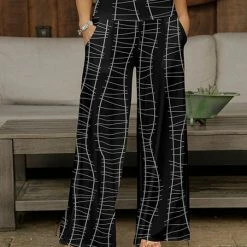 Budget 🛒 Bon Apple Tea White & Black Abstract Pocket Palazzo Pants - Plus 🔔
