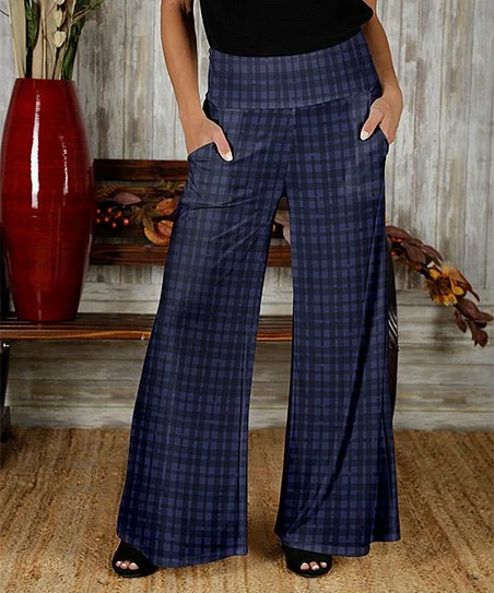 Best Sale β¨ Bon Apple Tea Navy Blue & Black Plaid Pocket Wide-Leg Pants - π© Women & Plus π 1 Best Sale β¨ Bon Apple Tea Navy Blue & Black Plaid Pocket Wide-Leg Pants - π© Women & Plus π