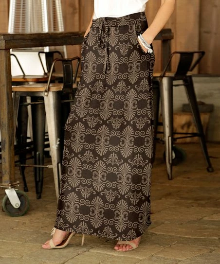 Best Sale π€© Bon Apple Tea Brown & Taupe Damask Drawstring Maxi π Skirt - π© Women & Plus π 1 Best Sale π€© Bon Apple Tea Brown & Taupe Damask Drawstring Maxi π Skirt - π© Women & Plus π
